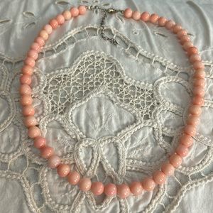 Vintage 925 Sterling Silver Angel Skin Genuine Coral Necklace